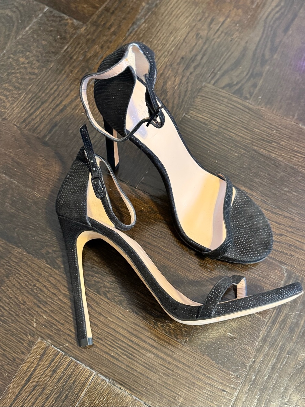 Stuart Weitzman Nudist Black Ankle Strap Heels